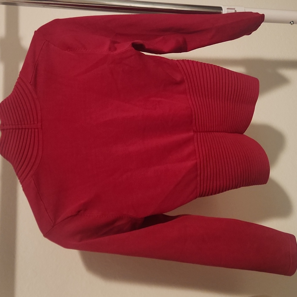Cache Red Ribbed V-Neck Top - Picture 3 of 4